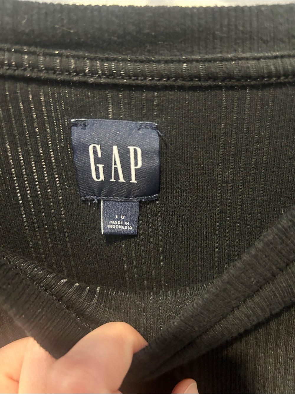 GAP Black Ribbed Puff-Sleeve Bodysuit